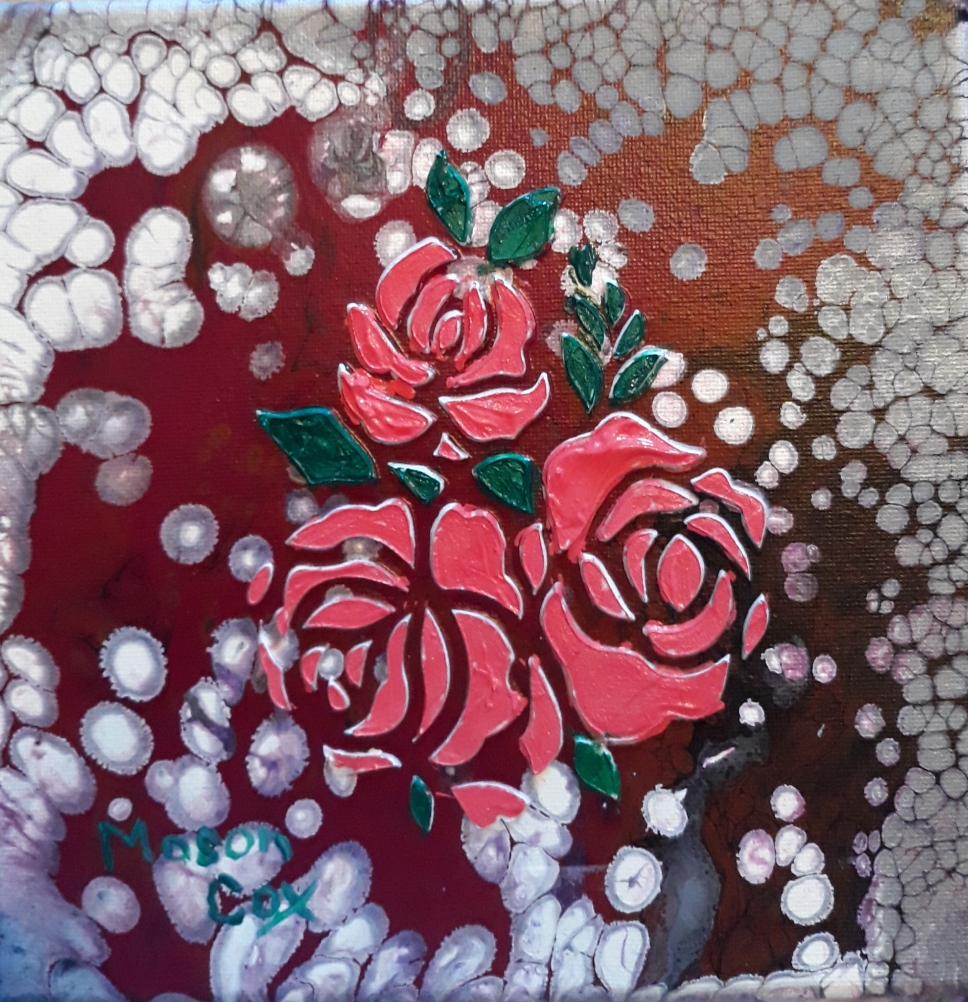 Pink Rose's and white bubbles by Mason Cox